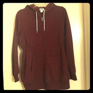 Old Navy Maroon Maternity Zip Up Hoodie